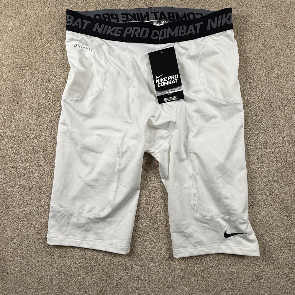 Nike Pro Combat Dri-FIT Compression Padded Base Layer Shorts White XL 2118